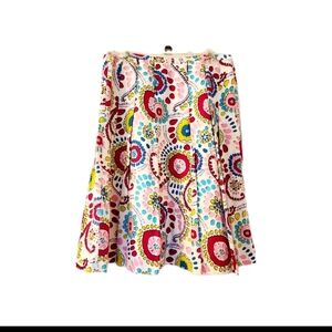 Lafayette 148 New York Multicolor A-Line Skirt Linen Blend Midi Women's Size 8